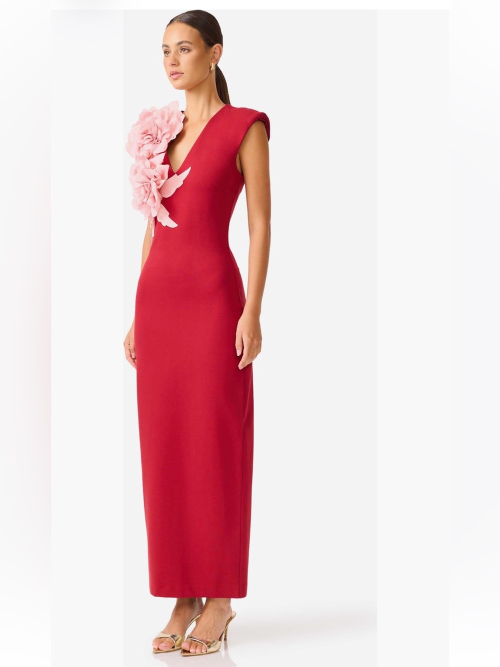 elliatt zahara red & pink 3d flower detail maxi gown dress size large NEW - Picture 8 of 17